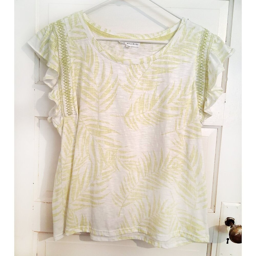 Jane + Delancey Women's Palm Leaf Print Cap Sleeve Top Size XL